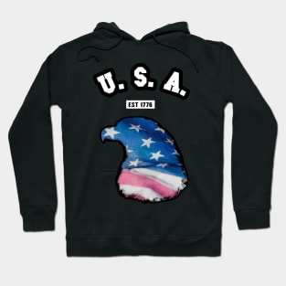 🦅 USA, 1776, Eagle Head Flag, American Patriotic Hoodie